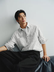 Men's Lettered Textured Jacquard Shirt