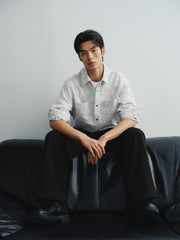 Men's Lettered Textured Jacquard Shirt