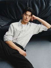 Men's Lettered Textured Jacquard Shirt