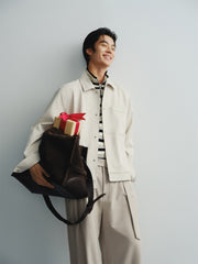 Men's Faux Suede Textured Jacquard Jacket