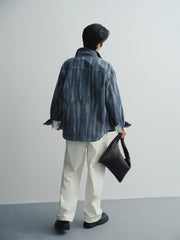 Men's Irregular Gradient-Print Denim Shirt