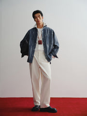 Men's Irregular Gradient-Print Denim Shirt
