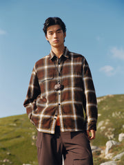 Men's Cotton Shirt with Plaid Print