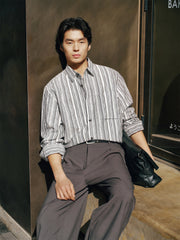 Men's Loose-Fit Textured Stripe Jacquard Shirt
