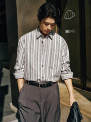 Men's Loose-Fit Textured Stripe Jacquard Shirt