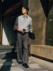 Men's Loose-Fit Textured Stripe Jacquard Shirt