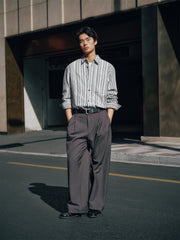 Men's Loose-Fit Textured Stripe Jacquard Shirt