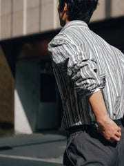 Men's Loose-Fit Textured Stripe Jacquard Shirt