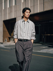 Men's Loose-Fit Textured Stripe Jacquard Shirt