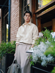 Men's Casual Textured Vertical-Stripe Shirt