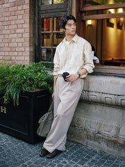Men's Casual Textured Vertical-Stripe Shirt