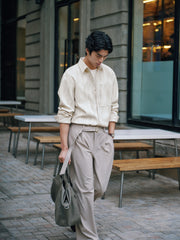 Men's Casual Textured Vertical-Stripe Shirt
