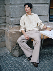 Men's Casual Textured Vertical-Stripe Shirt