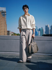 Men's Casual Textured Vertical-Stripe Shirt