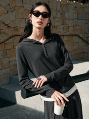 Women's Contrast Layered-Look Ruched Top