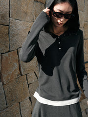 Women's Contrast Layered-Look Ruched Top