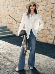 Women's Linen-Blend Long-Sleeve Shirt