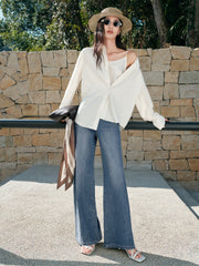 Women's Linen-Blend Long-Sleeve Shirt