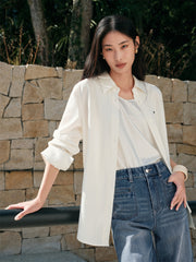 Women's Linen-Blend Long-Sleeve Shirt