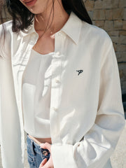 Women's Linen-Blend Long-Sleeve Shirt
