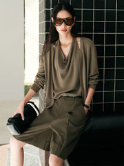 Women's Halter-Neck Layered-Look Knit Top