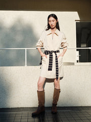 Women's Shirt Dress with Detachable Shawl