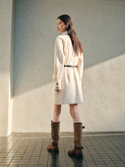 Women's Shirt Dress with Detachable Shawl