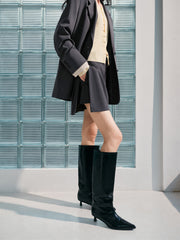 Women's Paneled Stripe Blazer with Detachable Cuffs