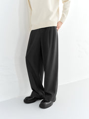 Men's Pleated Straight-Leg Fleece-Lined Suit Pants