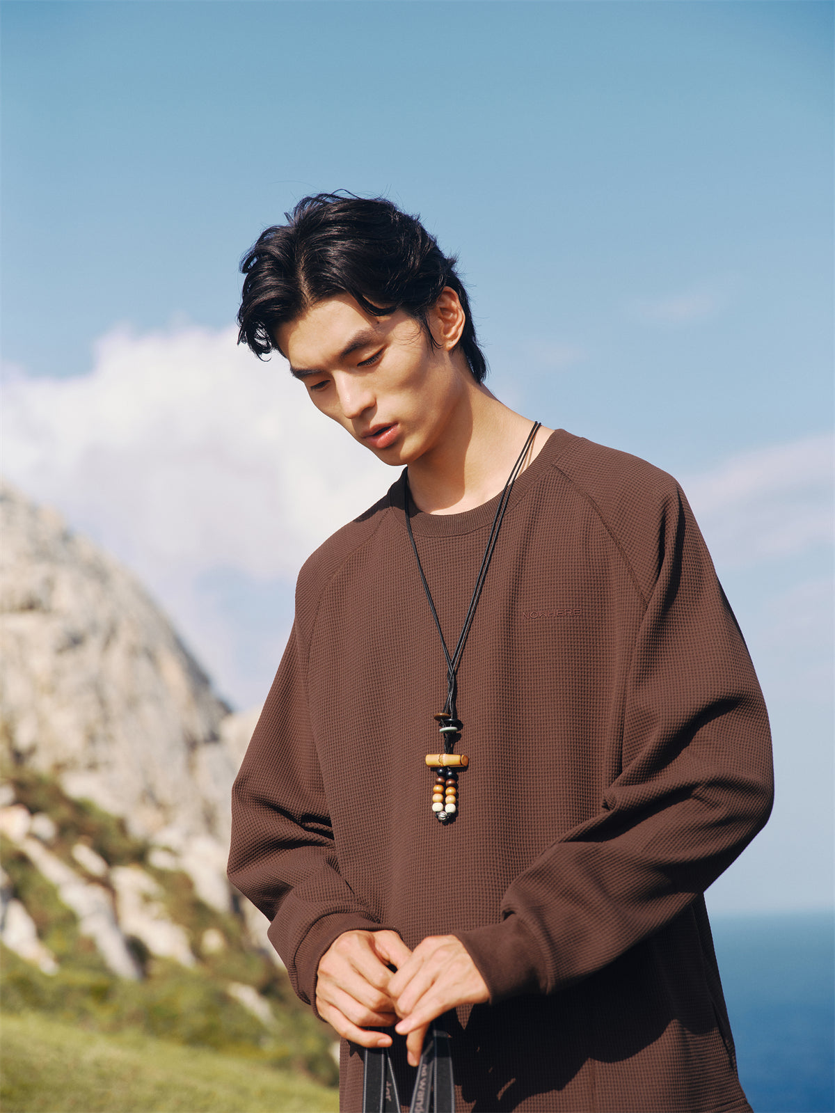 Men's Textured Waffle Knit Sweatshirt