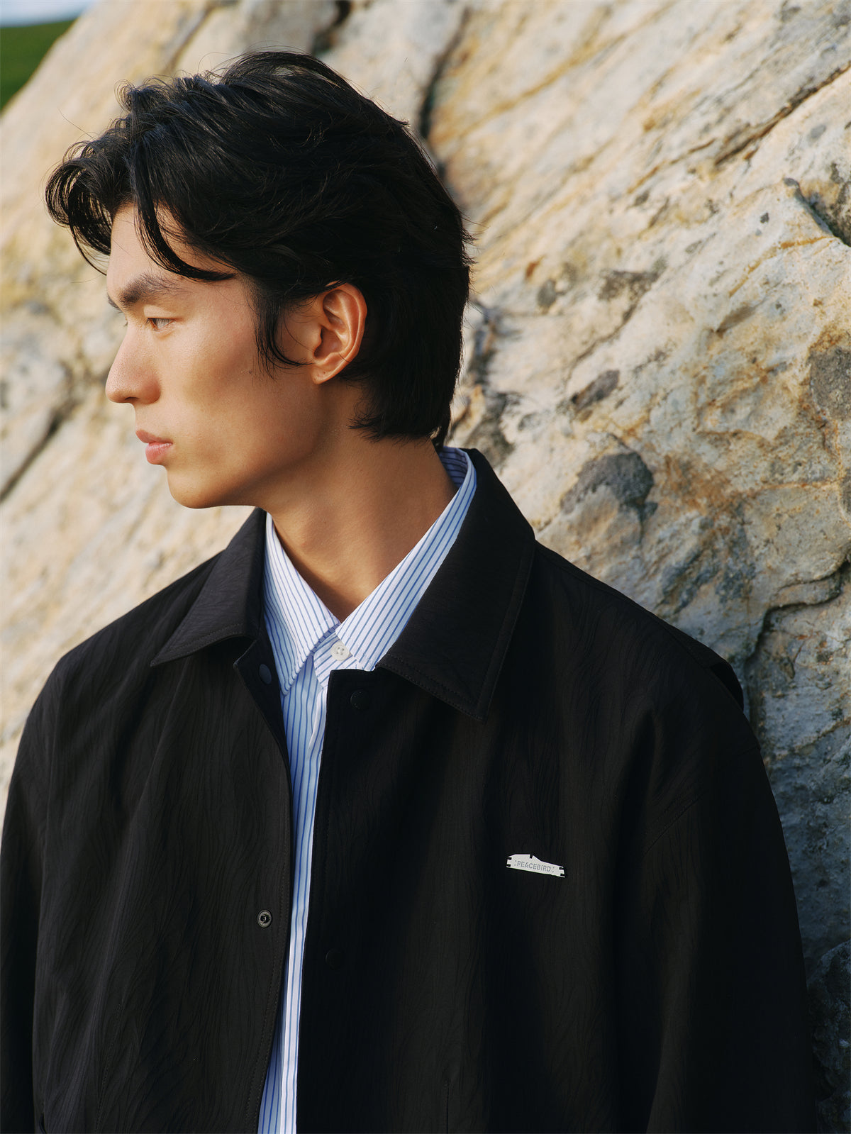Men's Textured Fabric Shirt Jacket