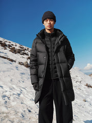 Men's Casual Black Mid-Length Cold-Weather Down Jacket