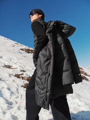 Men's Casual Black Mid-Length Cold-Weather Down Jacket