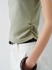 Women's Cropped Slim-Fit Antibacterial Mock-Neck T-Shirt