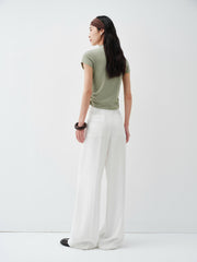 Women's Cropped Slim-Fit Antibacterial Mock-Neck T-Shirt