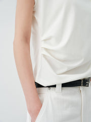 Women's Cropped Ruched-Waist Cap-Sleeve T-Shirt