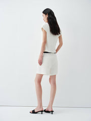 Women's Cropped Ruched-Waist Cap-Sleeve T-Shirt