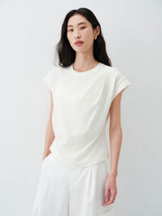 Women's Cropped Ruched-Waist Cap-Sleeve T-Shirt