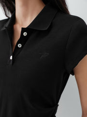 Women's Cropped Slim-Fit Ruched Polo Shirt