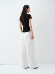 Women's Cropped Slim-Fit Ruched Polo Shirt