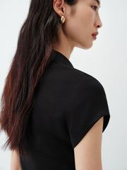 Women's Cropped Slim-Fit Ruched Polo Shirt