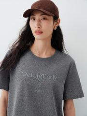 Women's Cotton T-Shirt with Letter Embroidery
