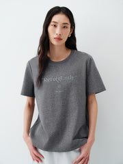 Women's Cotton T-Shirt with Letter Embroidery