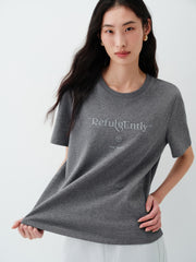 Women's Cotton T-Shirt with Letter Embroidery