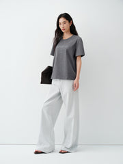 Women's Cotton T-Shirt with Letter Embroidery