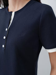 Women's Contrast Panel Henley T-Shirt