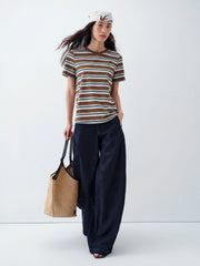 Women's Vintage Contrast Stripe T-Shirt
