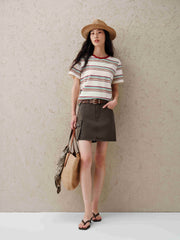 Women's Vintage Contrast Stripe T-Shirt