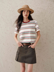 Women's Vintage Contrast Stripe T-Shirt