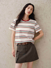 Women's Vintage Contrast Stripe T-Shirt